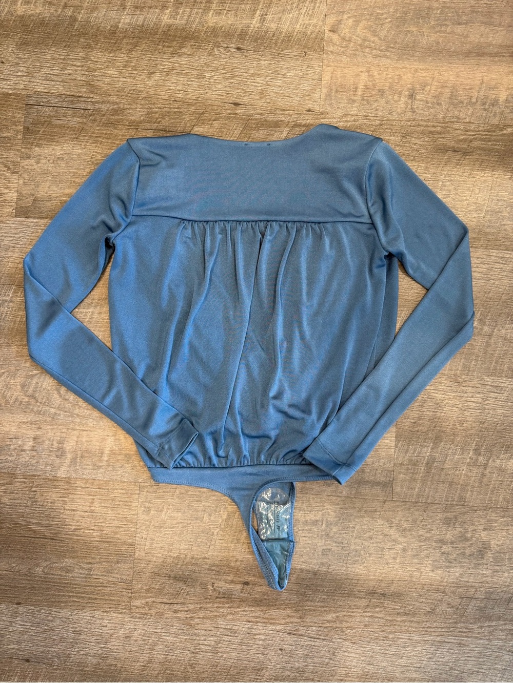 Free People Turnt Bodysuit Copenhagen Blue XS Wrap Long Sleeve Going Out NWOT - Picture 3 of 9